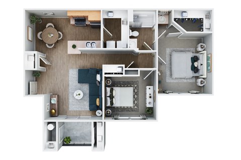 Floor plan for 2 beds, 1 bath, 1204 sqft